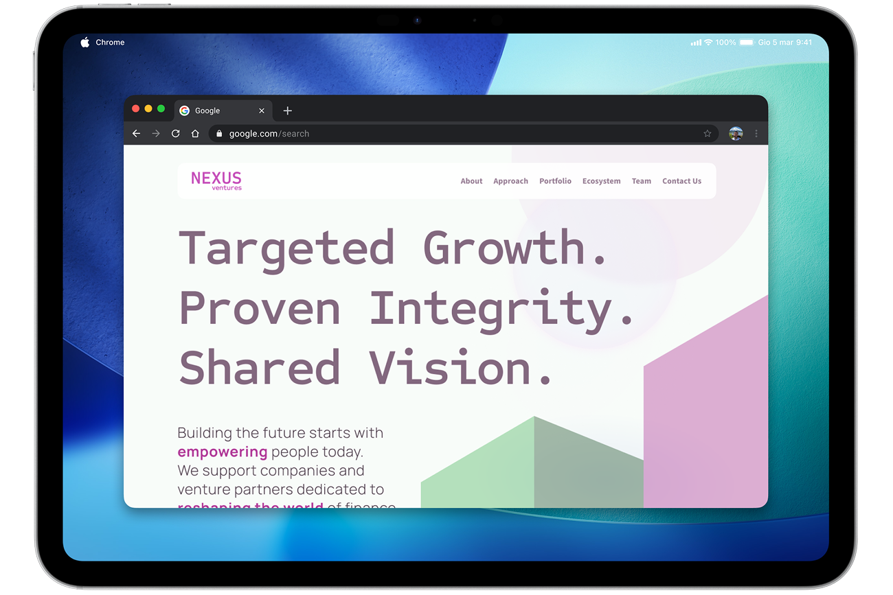 mockup Nexus website tablet